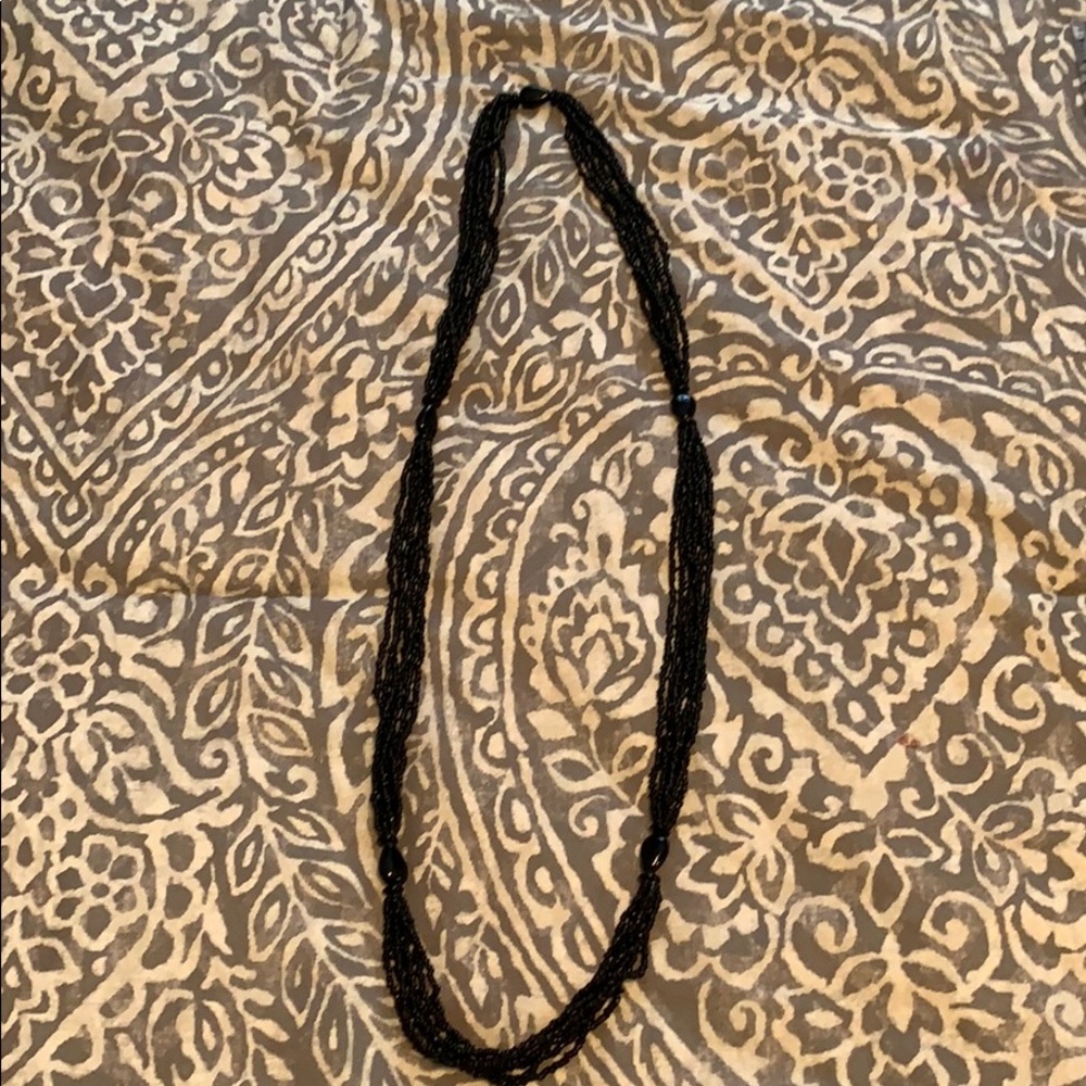 Blacked beaded long necklace